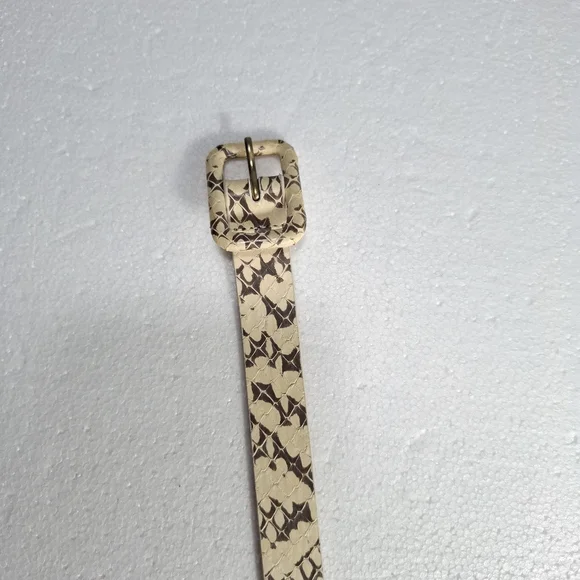 J. Crew Cream Snake-Print Leather Women's Belt Size S - Picture 4 of 11